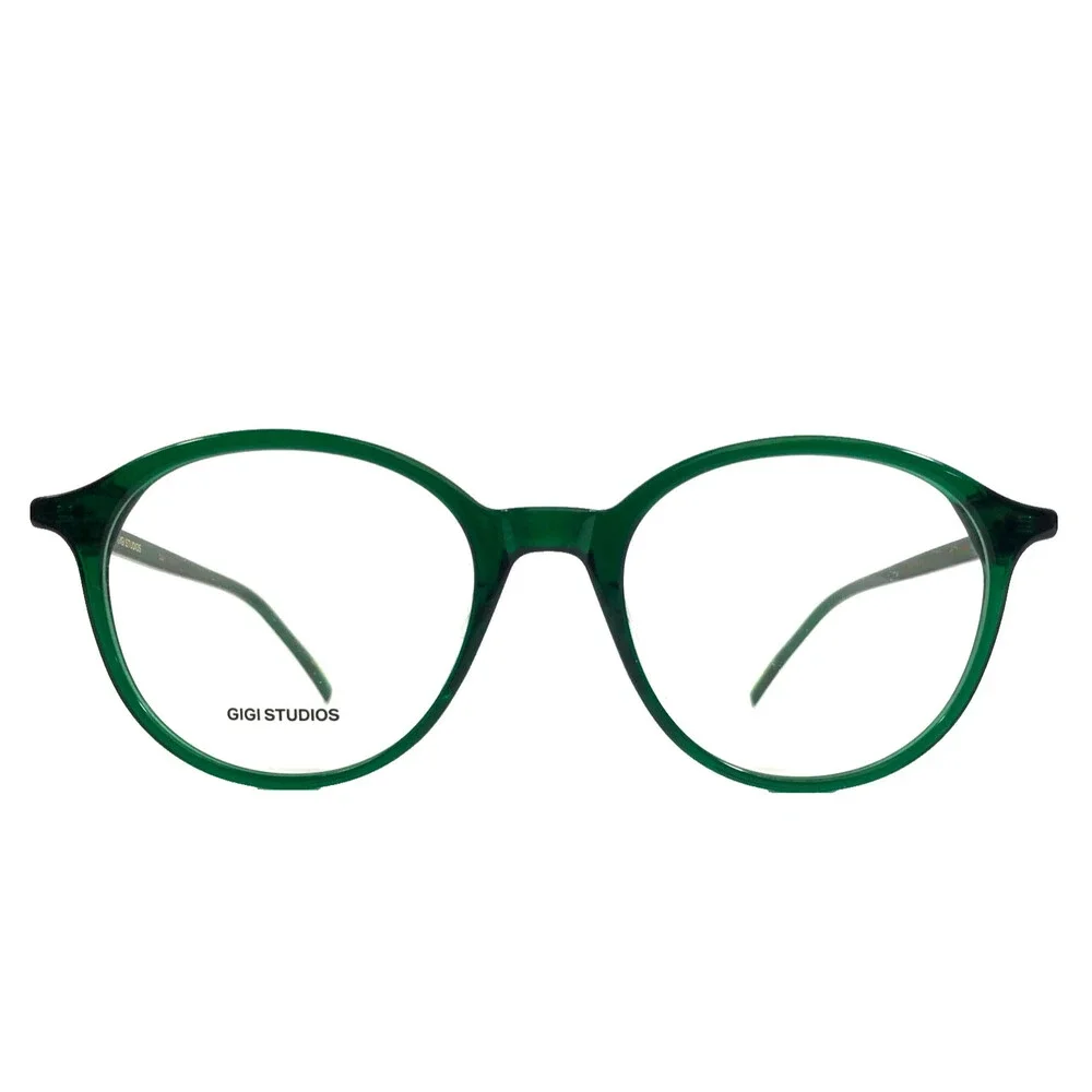 Gigi Studios Eyeglasses Frames KOBE 8099/7 Clear Dark Green Round 51-18-145